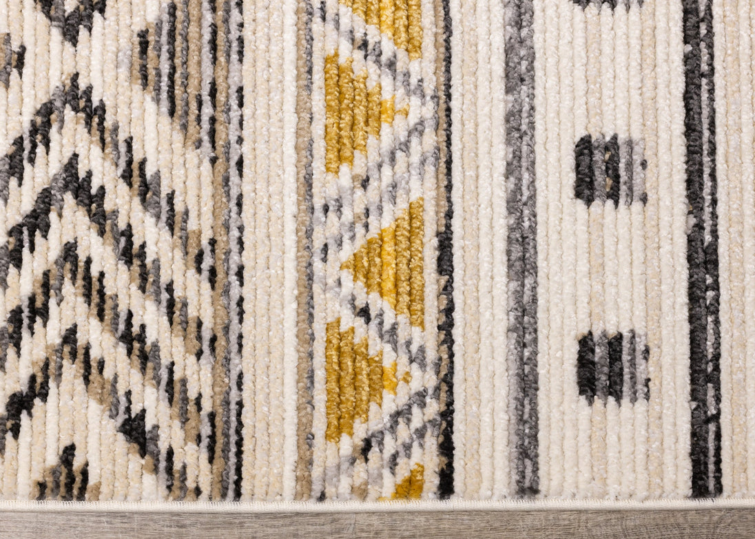 Calabar Cream Grey Yellow Tribal Rug - Furniture Depot