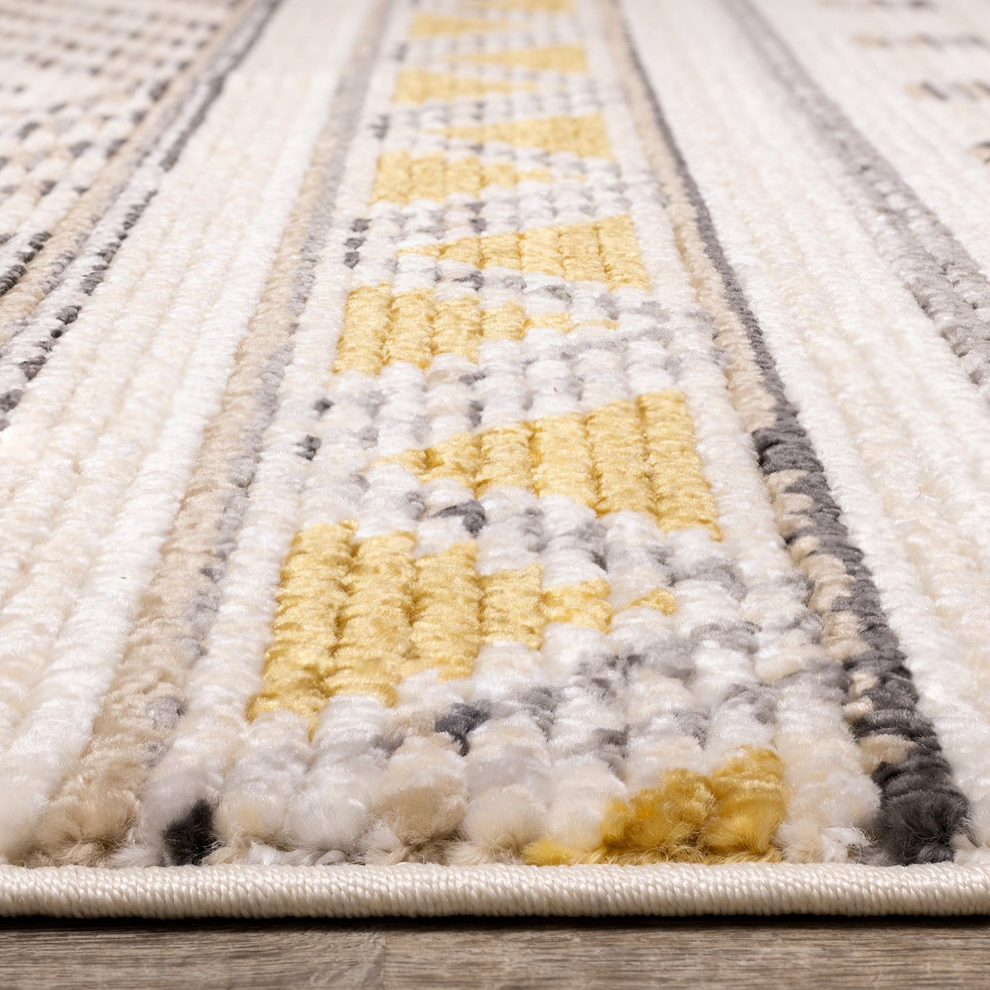 Calabar Cream Grey Yellow Tribal Rug - Furniture Depot