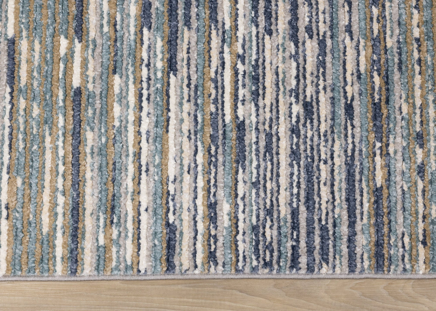 Calabar Blue White Grey Banded Blend Rug - Furniture Depot