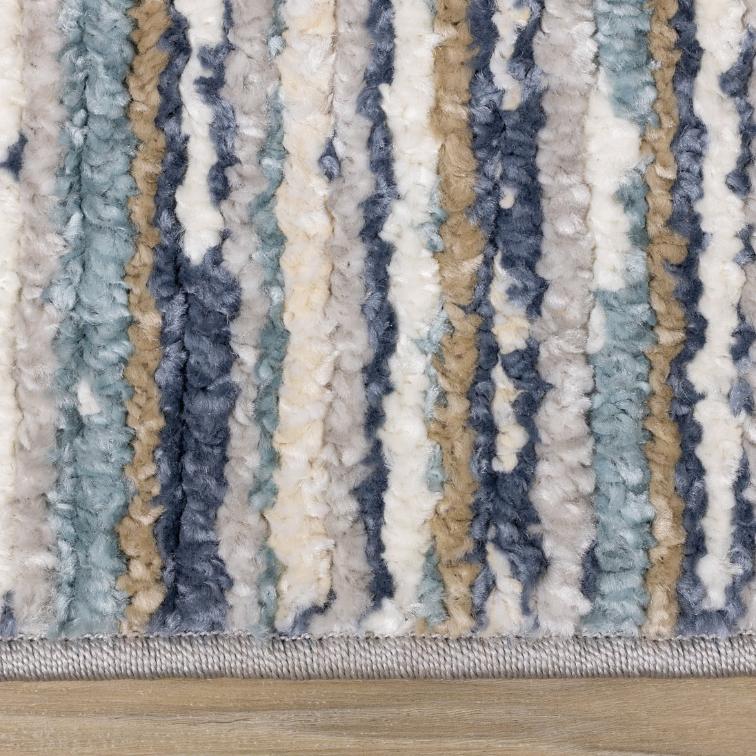 Calabar Blue White Grey Banded Blend Rug - Furniture Depot