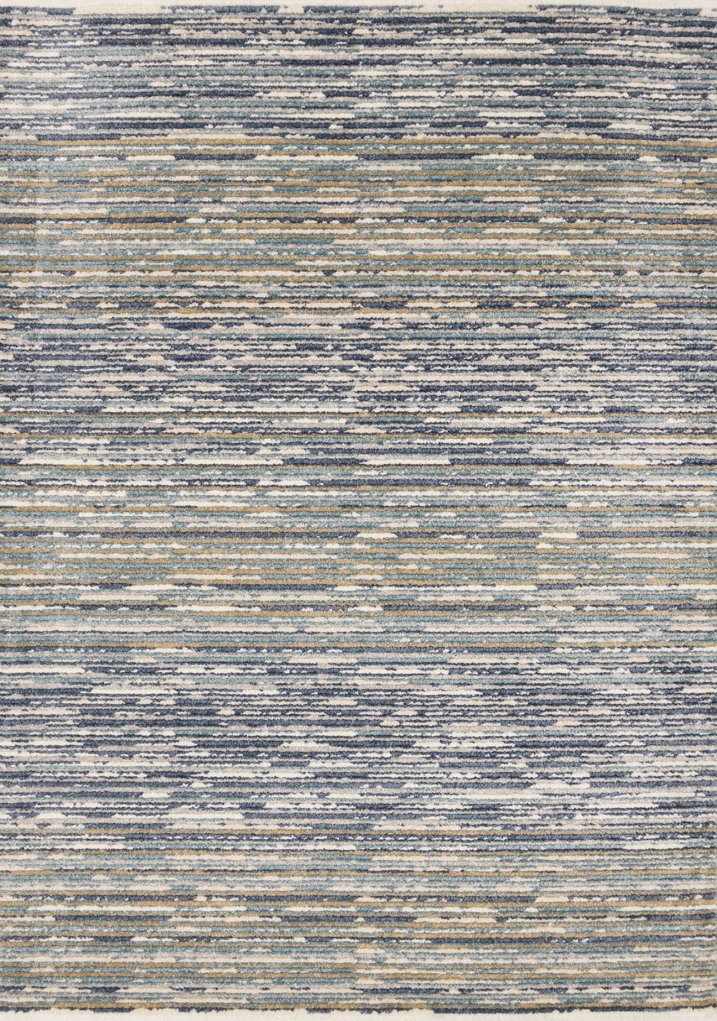 Calabar Blue White Grey Banded Blend Rug - Furniture Depot