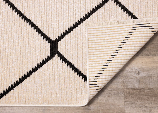 Calabar Cream Grey Lattice Rug - Furniture Depot