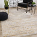 Calabar Cream Yellow Grey Distressed Carved Pile Striped Rug - Furniture Depot