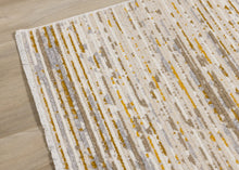 Load image into Gallery viewer, Calabar Cream Yellow Grey Distressed Carved Pile Striped Rug - Furniture Depot