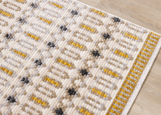 Calabar Cream Yellow Grey Bold Southwestern Rug - Furniture Depot