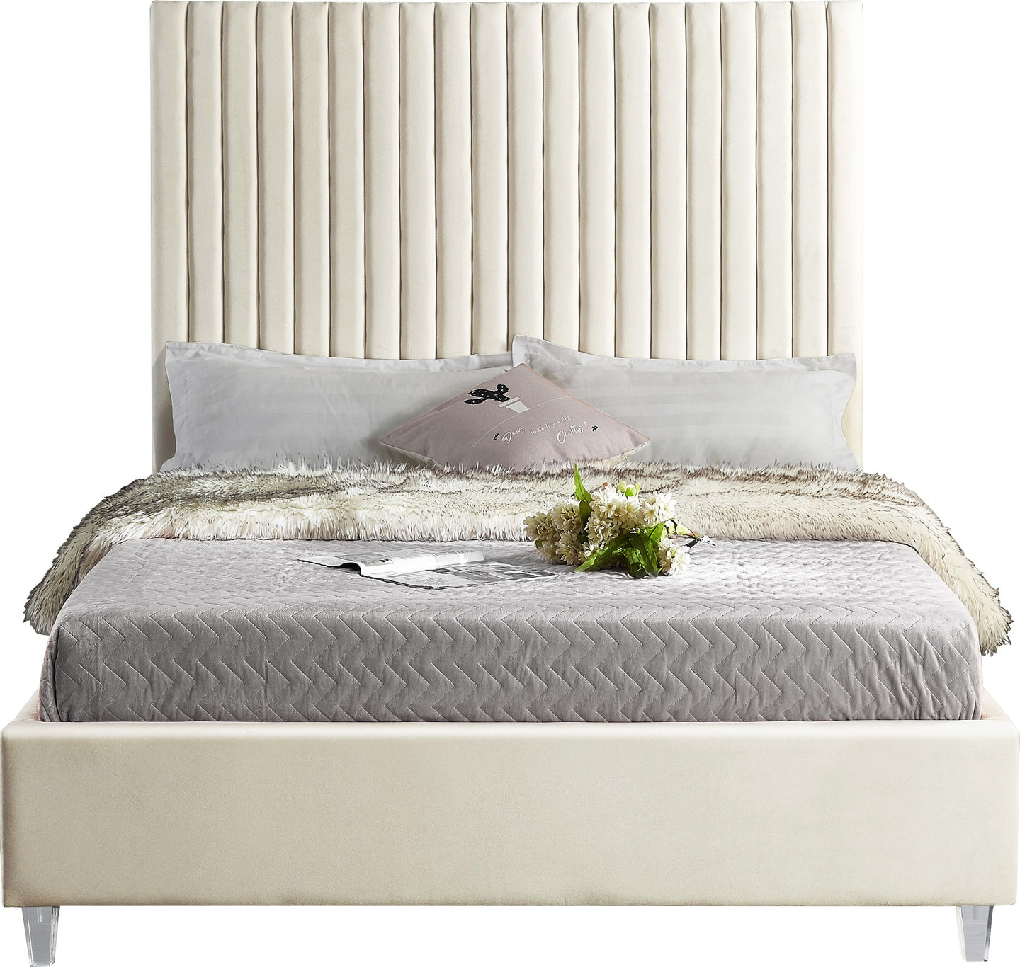 Candace Velvet Bed - Furniture Depot