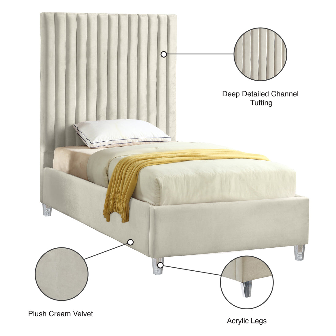 Candace Velvet Bed - Furniture Depot