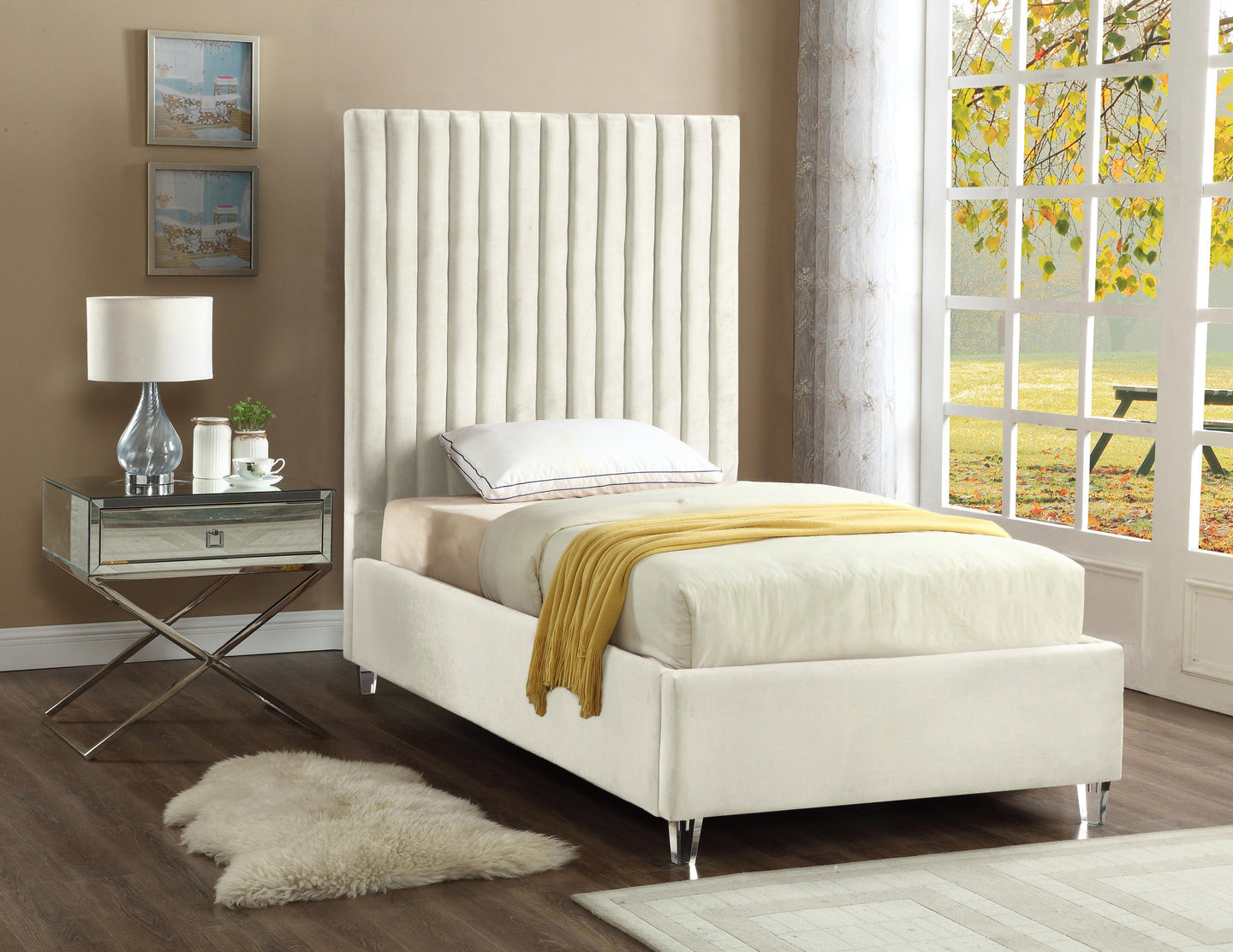 Candace Velvet Bed - Furniture Depot