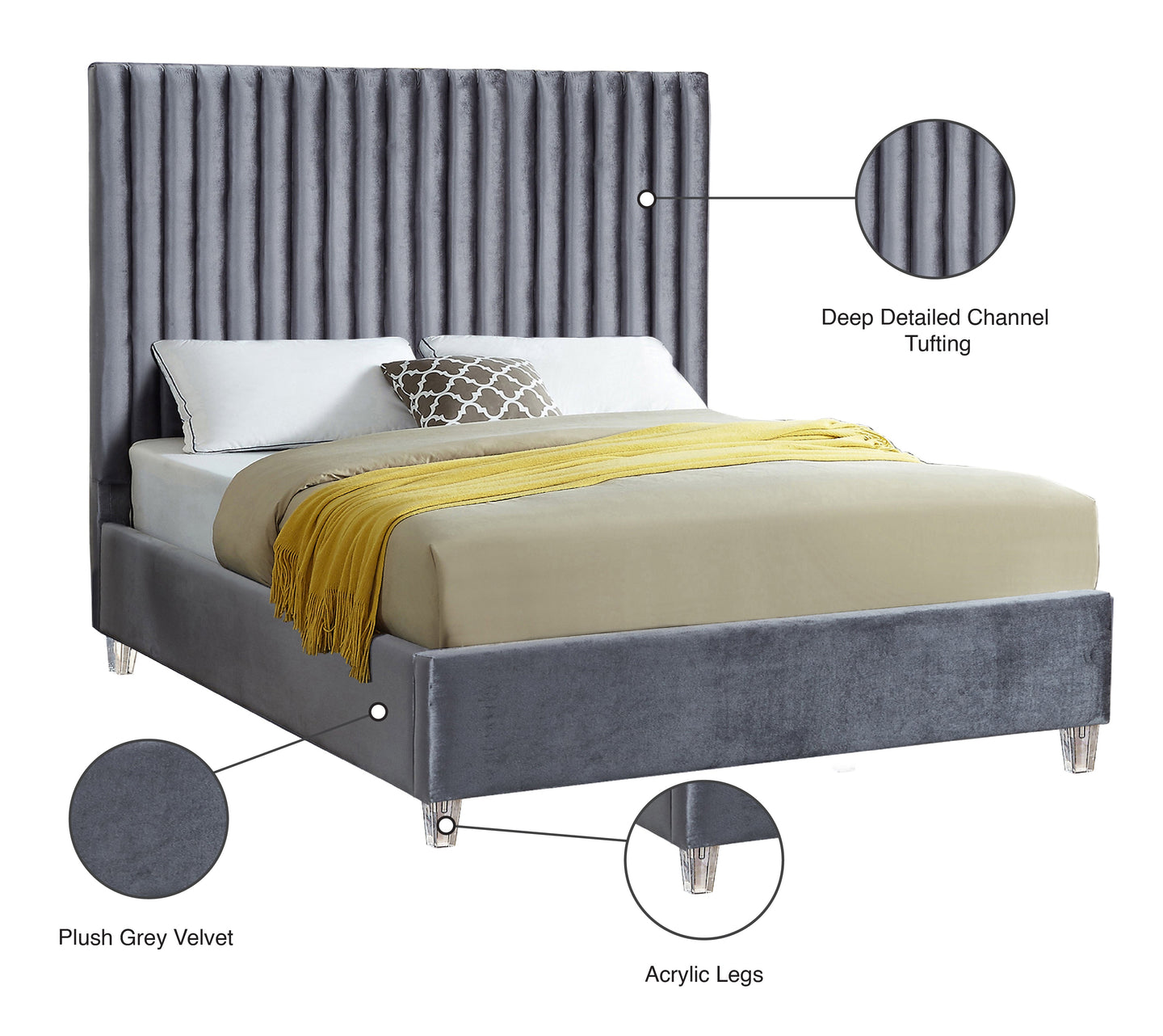 Candace Velvet Bed - Furniture Depot