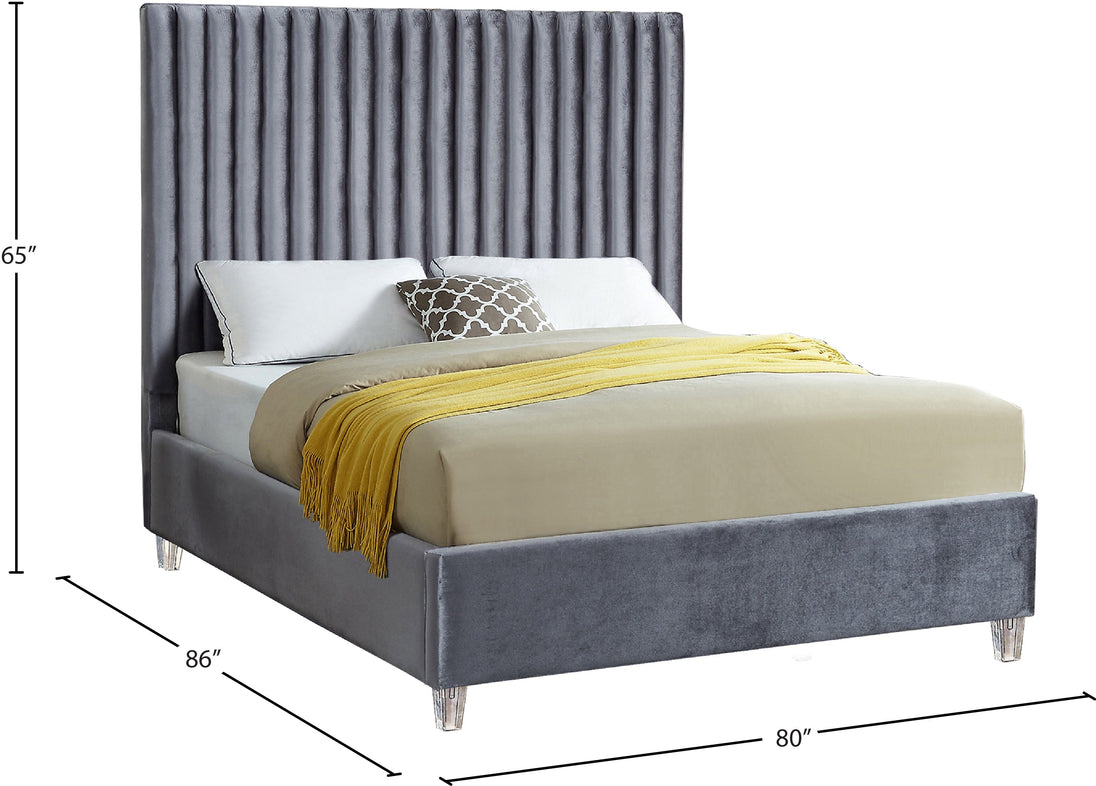 Candace Velvet Bed - Furniture Depot