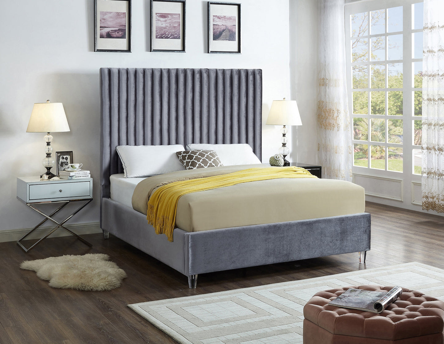 Candace Velvet Bed - Furniture Depot