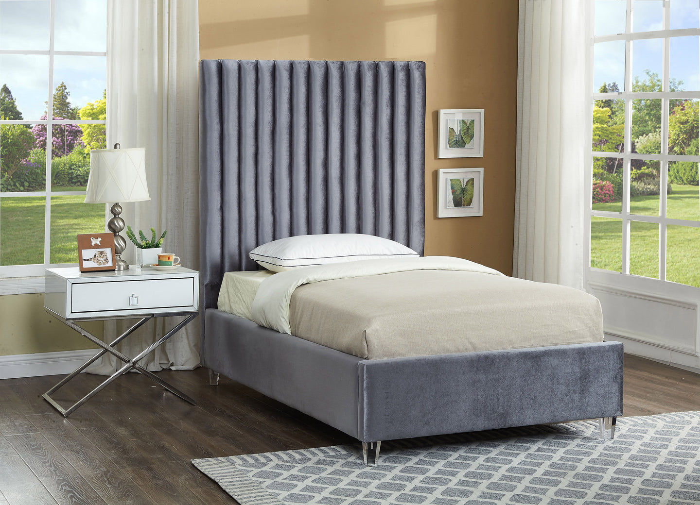 Candace Velvet Bed - Furniture Depot