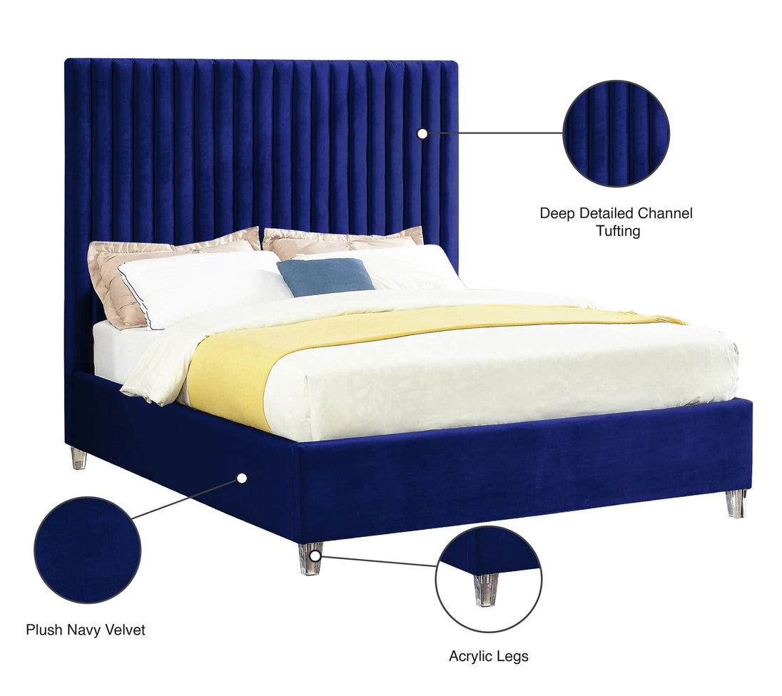 Candace Velvet Bed - Furniture Depot