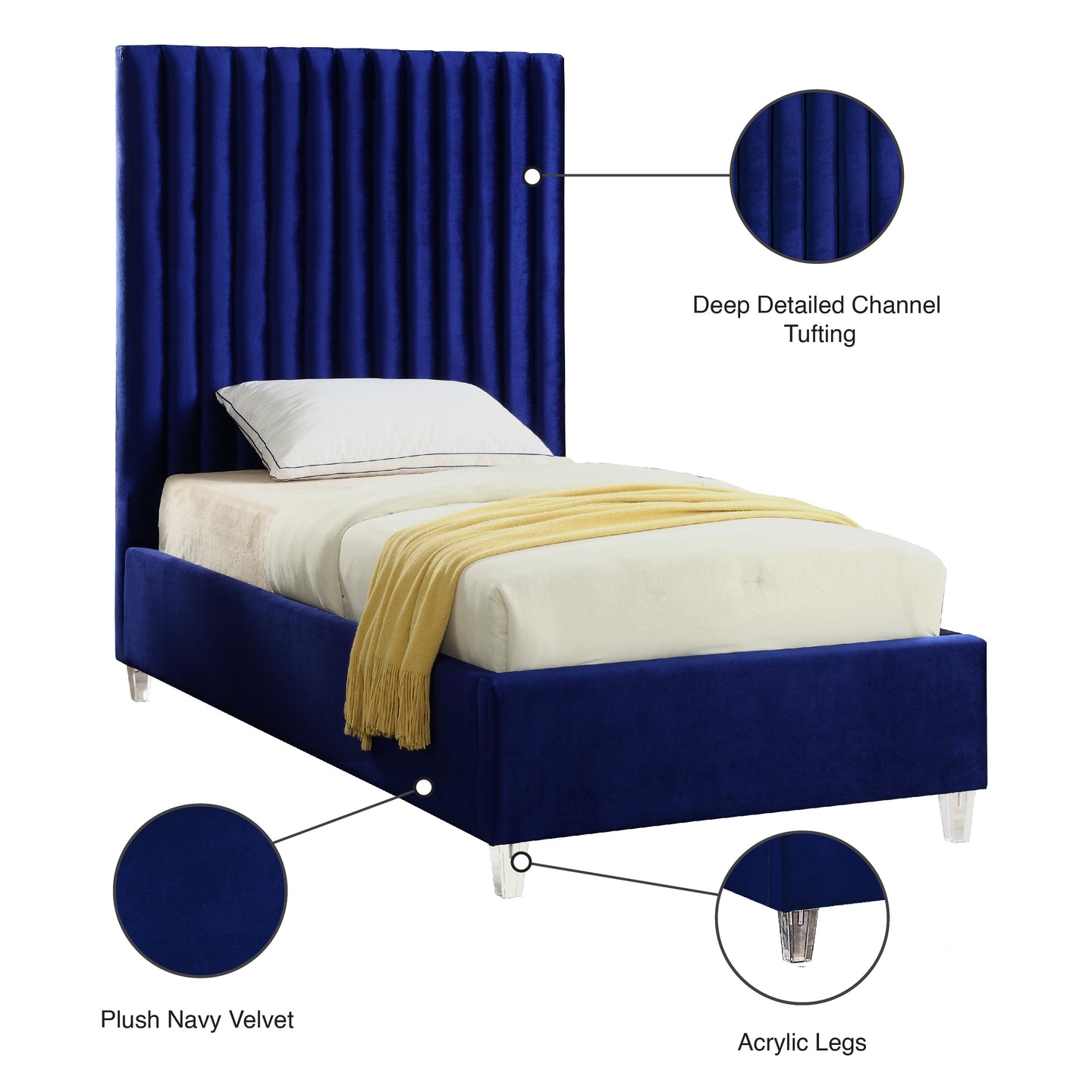 Candace Velvet Bed - Furniture Depot