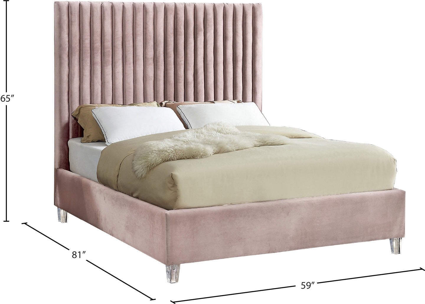 Candace Velvet Bed - Furniture Depot