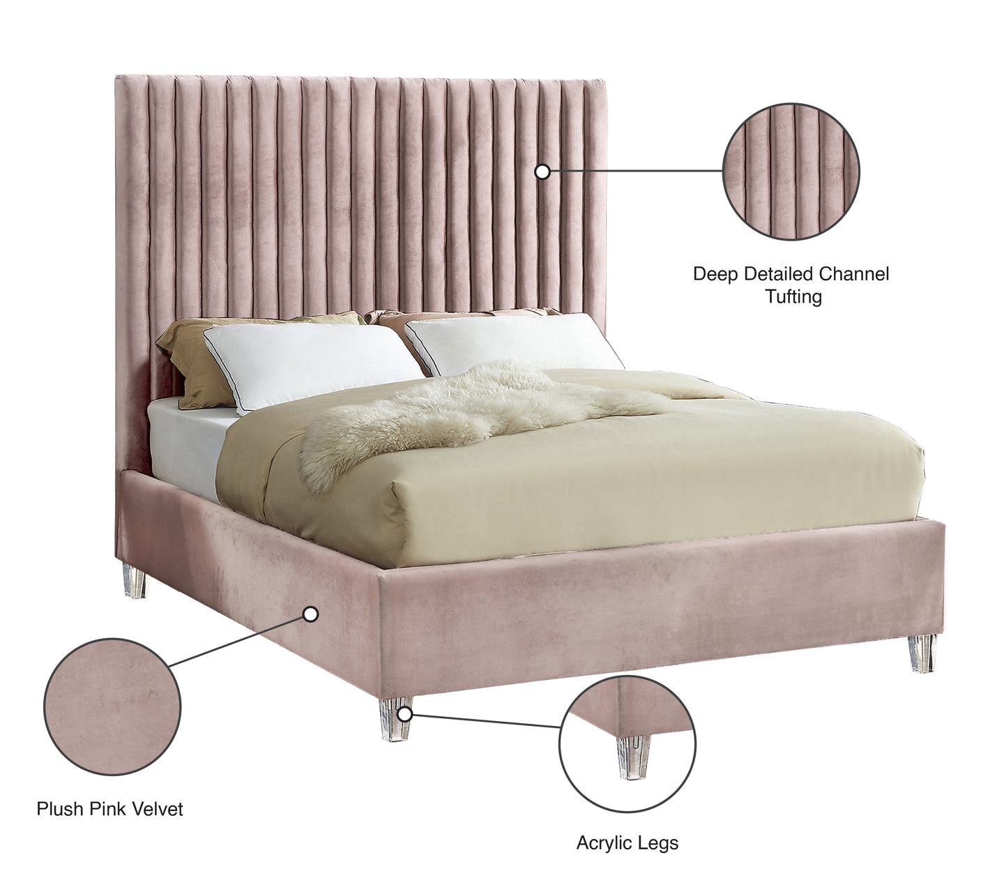 Candace Velvet Bed - Furniture Depot