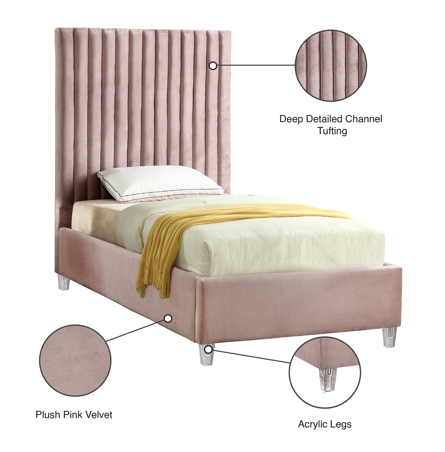 Candace Velvet Bed - Furniture Depot