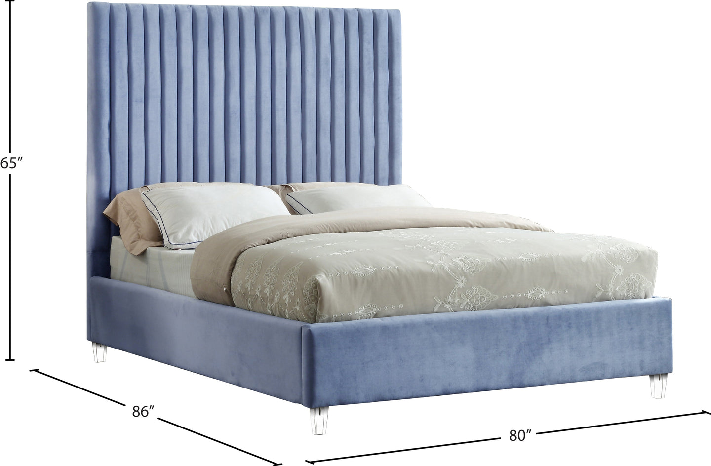 Candace Velvet Bed - Furniture Depot