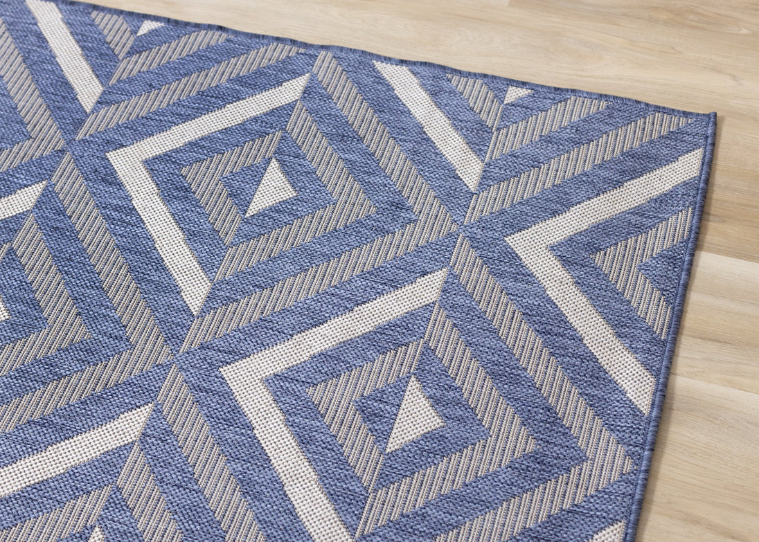 Canopy Blue Grey Geometric Rug - Furniture Depot