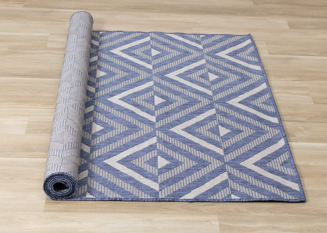 Canopy Blue Grey Geometric Rug - Furniture Depot