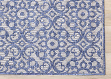 Load image into Gallery viewer, Canopy Blue Damask Flatweave Outdoor Rug - Furniture Depot
