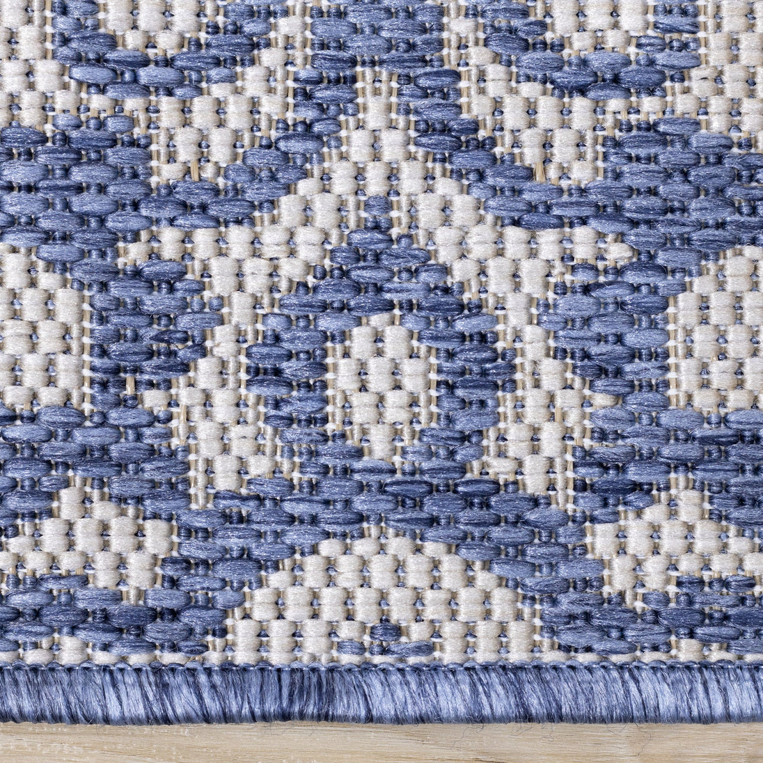 Canopy Blue Damask Flatweave Outdoor Rug - Furniture Depot