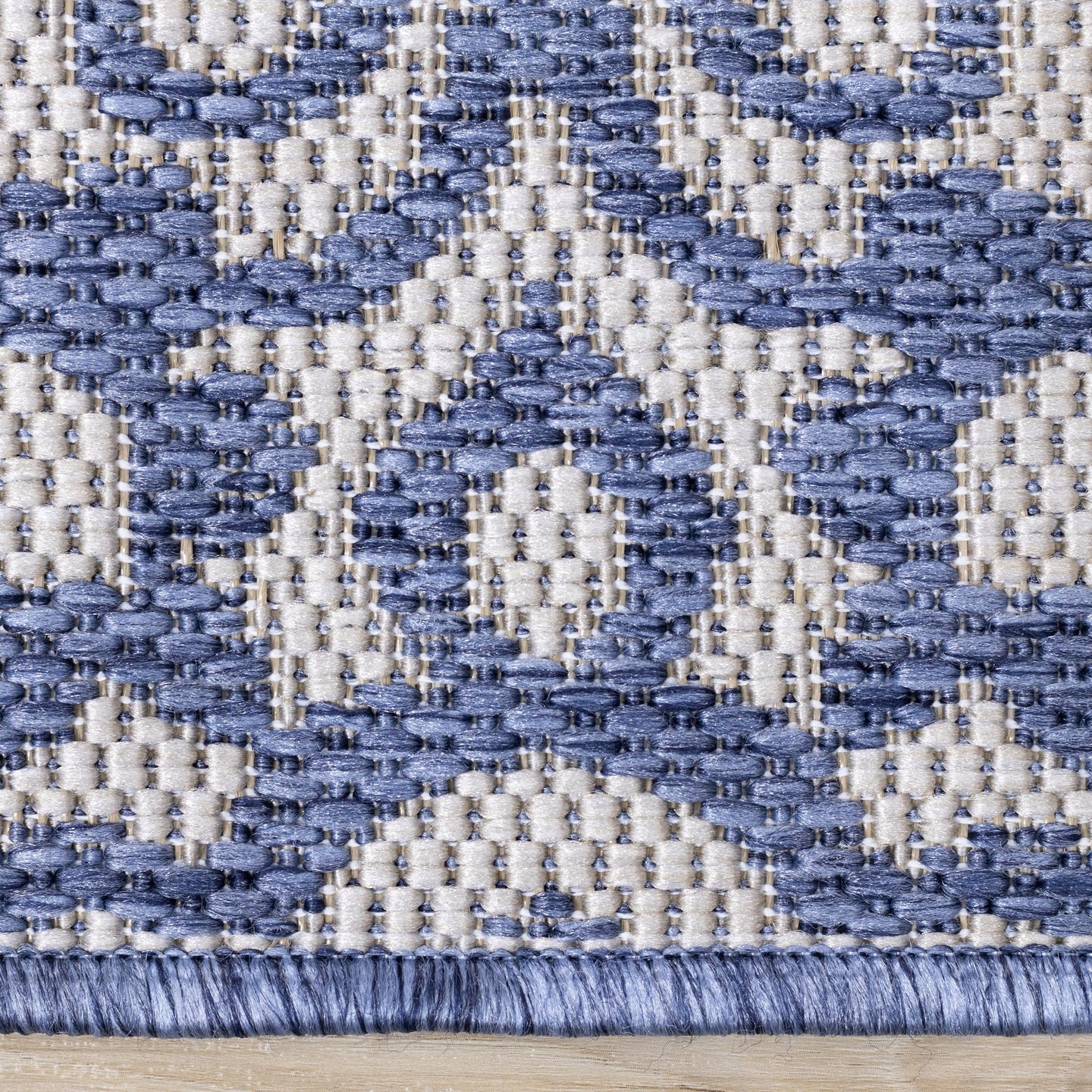 Canopy Blue Damask Flatweave Outdoor Rug - Furniture Depot