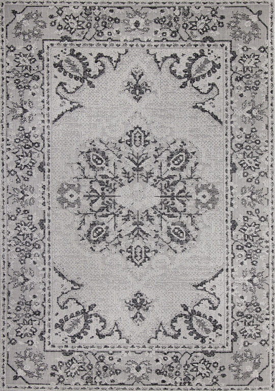 Canopy Grey Black Traditional Rug - Furniture Depot