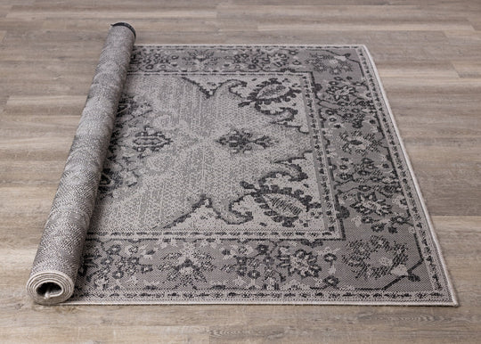 Canopy Grey Black Traditional Rug - Furniture Depot