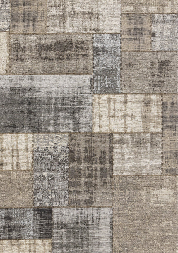 Cathedral Grey Cream Distressed Patchwork Rug - Furniture Depot