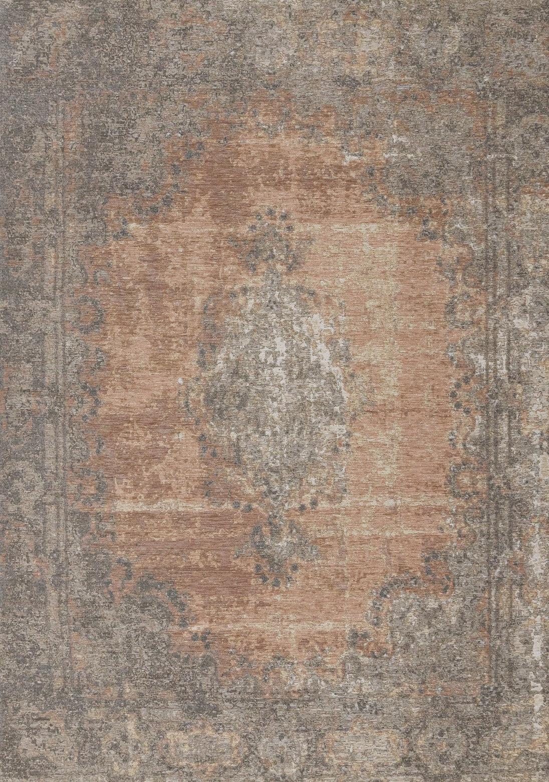 Cathedral Salmon Grey Traditional Border Rug - Furniture Depot