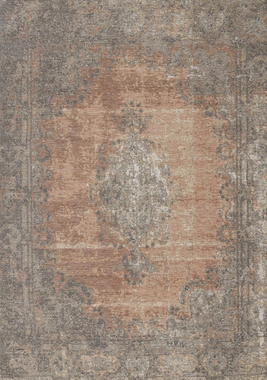 Cathedral Salmon Grey Traditional Border Rug - Furniture Depot