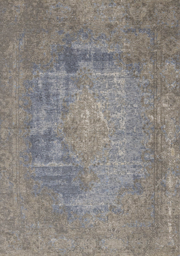 Cathedral Blue Grey Traditional Border Rug - Furniture Depot