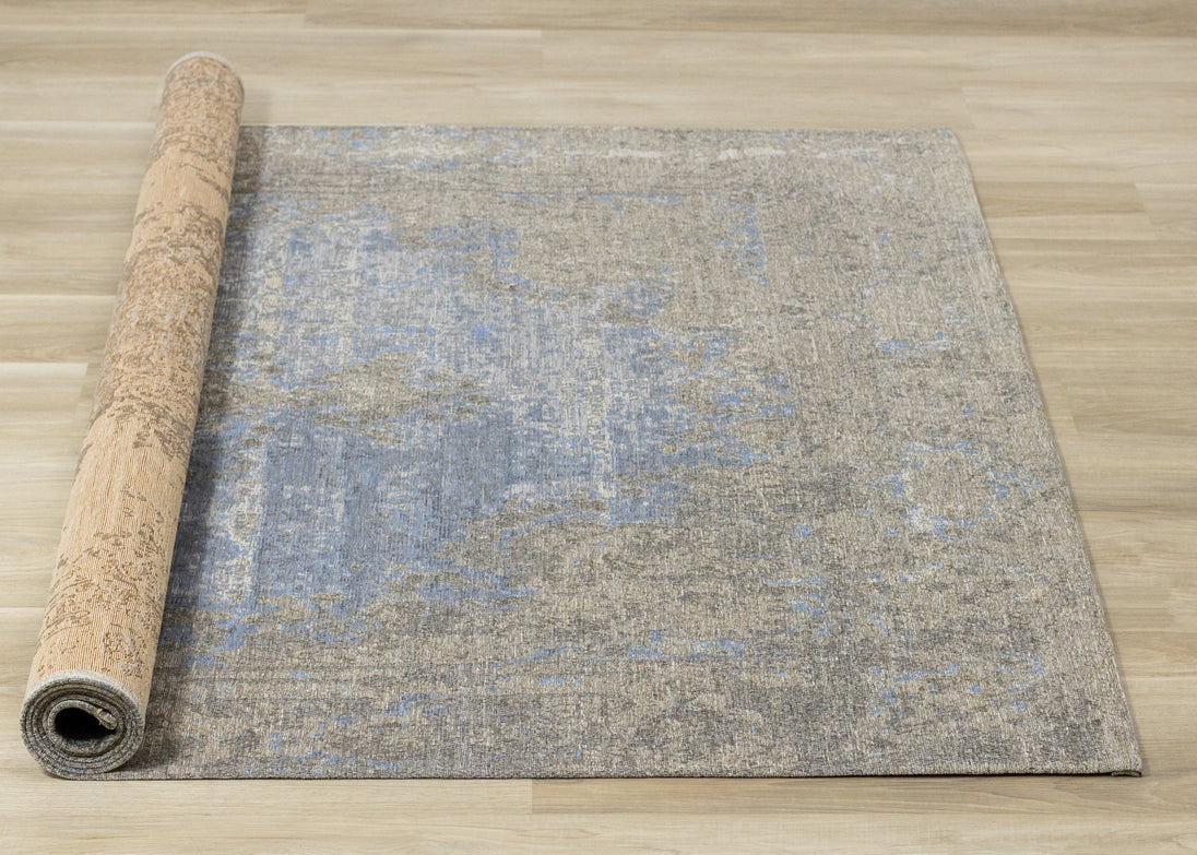 Cathedral Blue Grey Traditional Border Rug - Furniture Depot