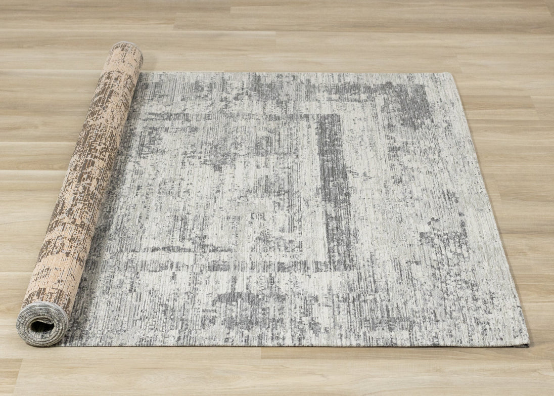 Cathedral Grey Faded Borders Rug - Furniture Depot