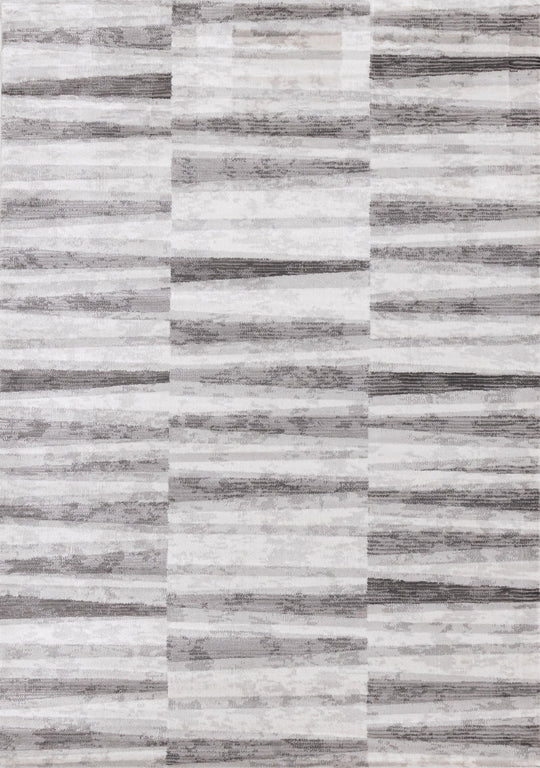 Chorus Grey White Striped Rug - Furniture Depot