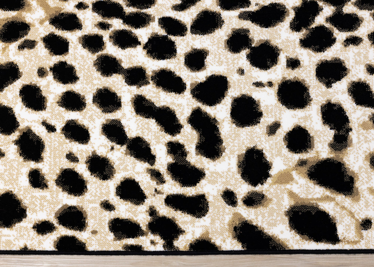 Claro Black Beige Leopard Print Plush Rug - Furniture Depot