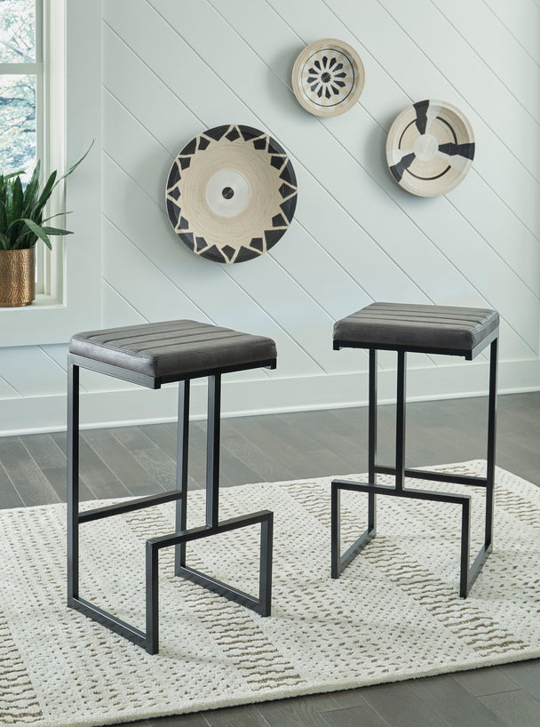 Strumford Bar Height Bar Stool - Gray/Black (set of 2) - Furniture Depot (7777834860792)