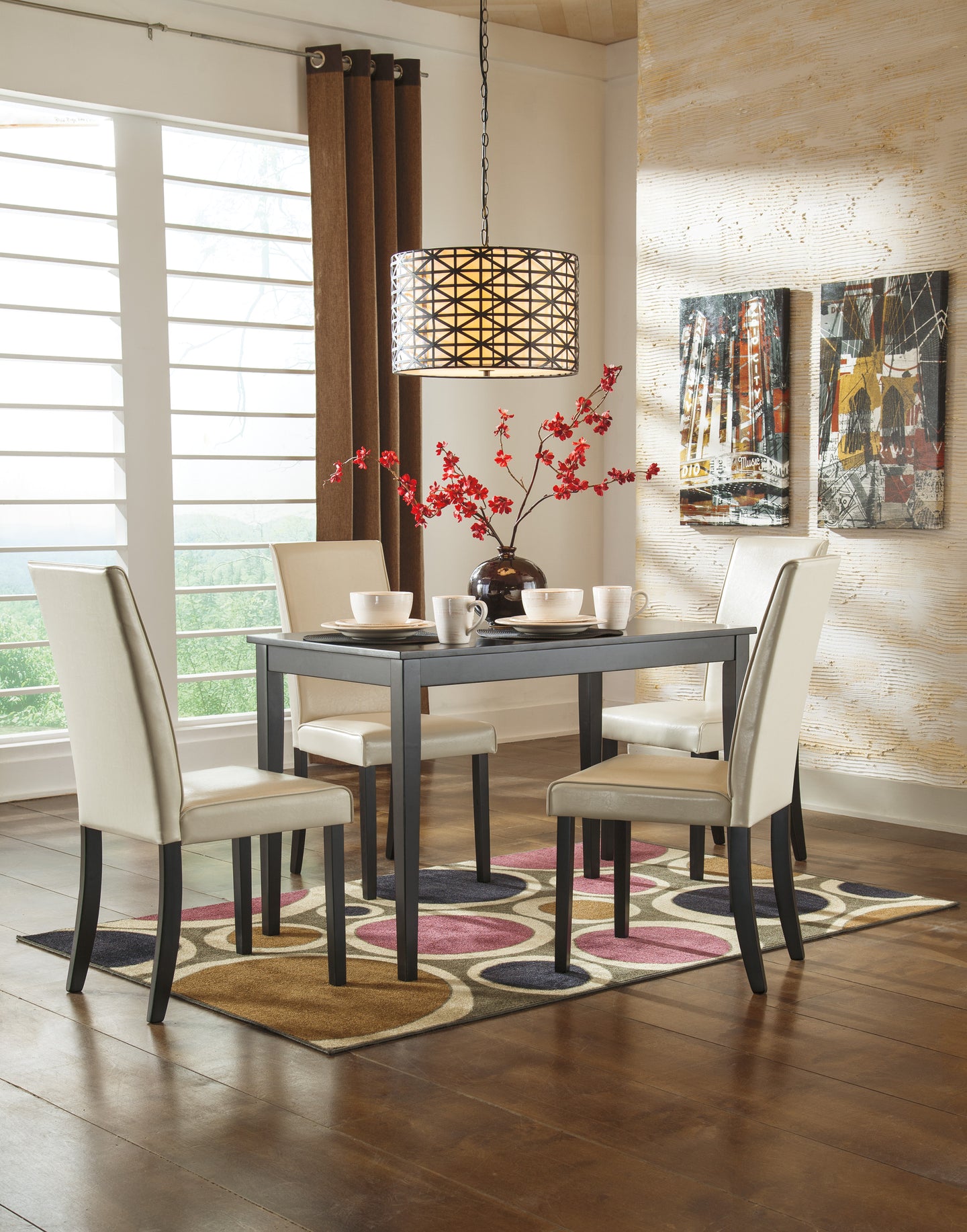 Kimonte Rectangular 5 pc Dining Room set - Furniture Depot