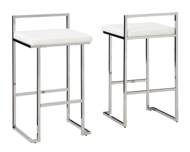 Madanere Stool (set of 2)-White/Chrome Finish - Furniture Depot (7778007744760)