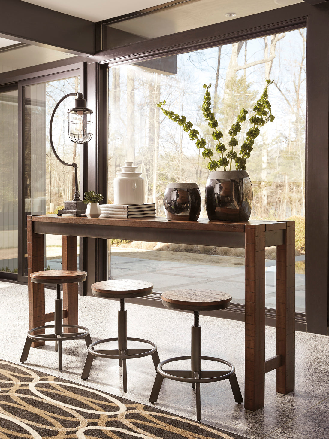 Torjin Long Counter Table and 3 stools (4 Pc Set) - Furniture Depot (4584590082150)