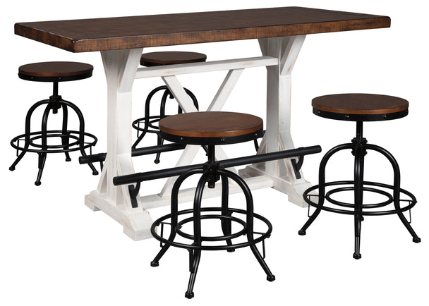 Valebeck Counter Table with x4 Swivel Barstool - Furniture Depot (6183479771309)