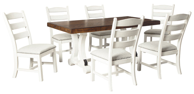Valebeck Rectangular Dining Room Table with x6 Dining UPH Side Chair - Furniture Depot (6183536197805)