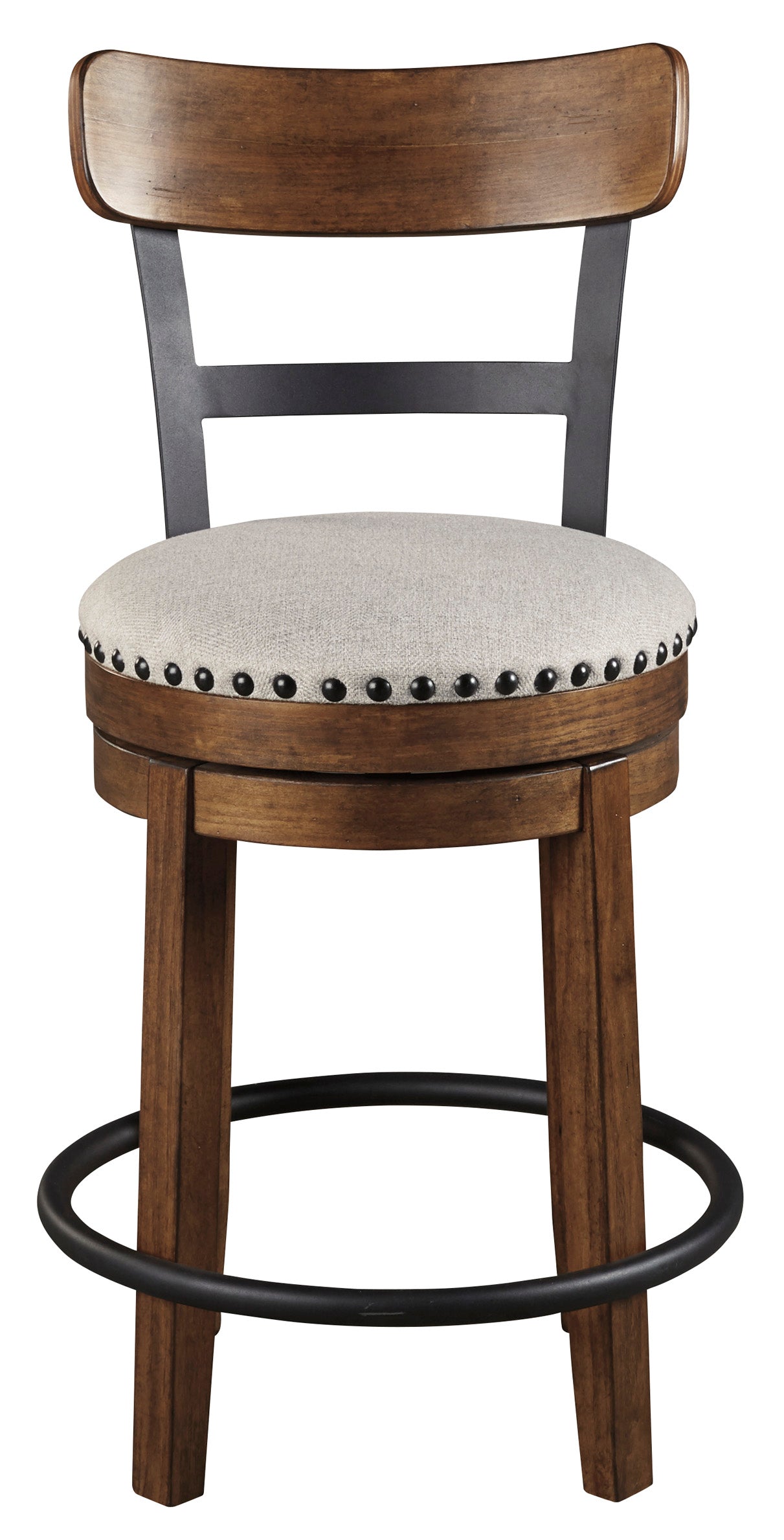 Valebeck UPH Swivel Barstool (per stool) - Furniture Depot