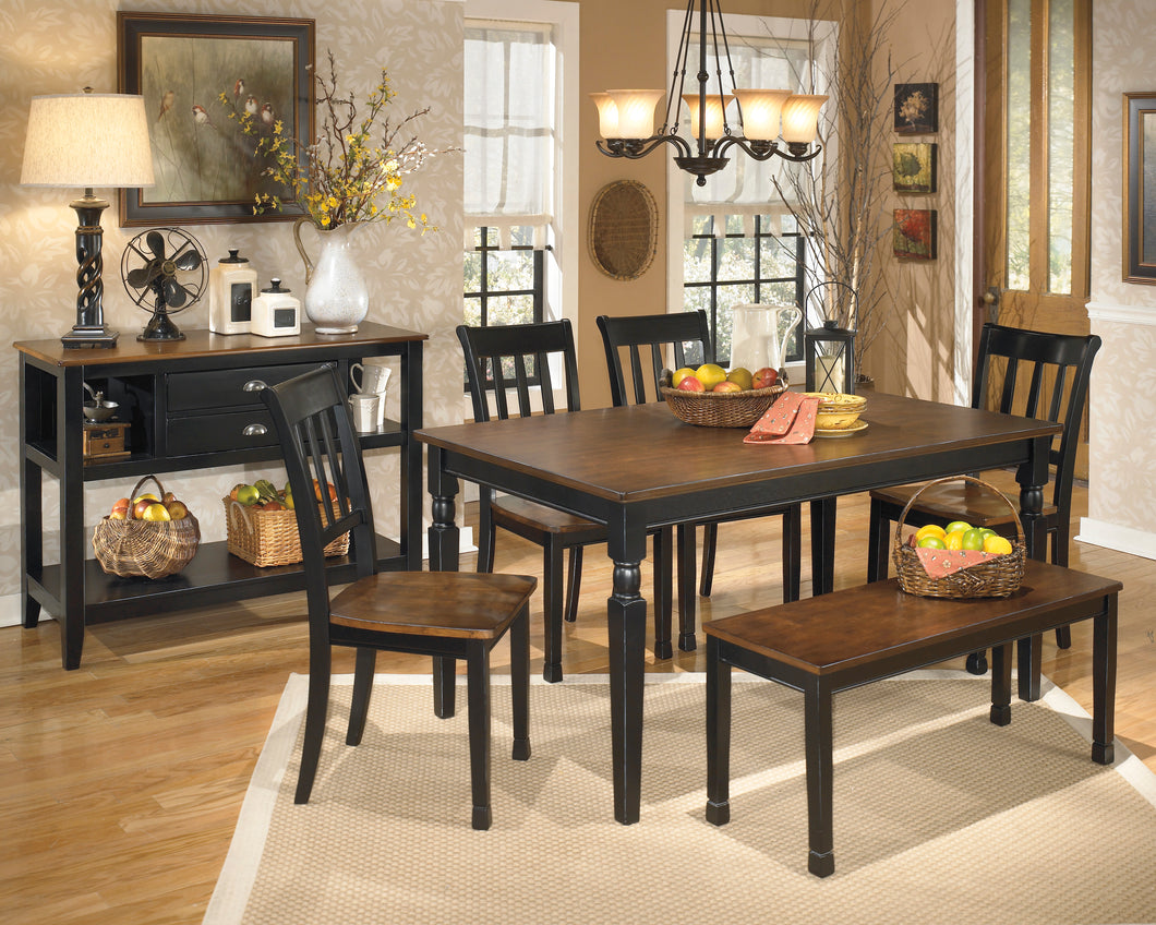 Owingsville Rectangular Dining Room Table,Chairs and Bench 6Pc Set - Furniture Depot (4591882403942)
