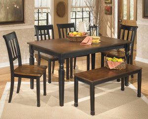 Owingsville Rectangular Dining Room Table,Chairs and Bench 6Pc Set - Furniture Depot (4591882403942)