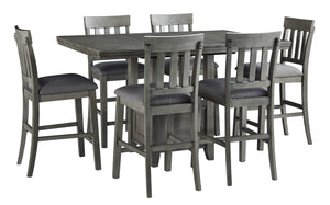 Hallanden Counter Height Dining Extension Table with 6 stools - Furniture Depot