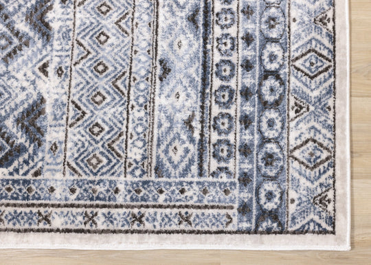 Darcy Blue Grey Cream Iridescent Tribal Rug - Furniture Depot