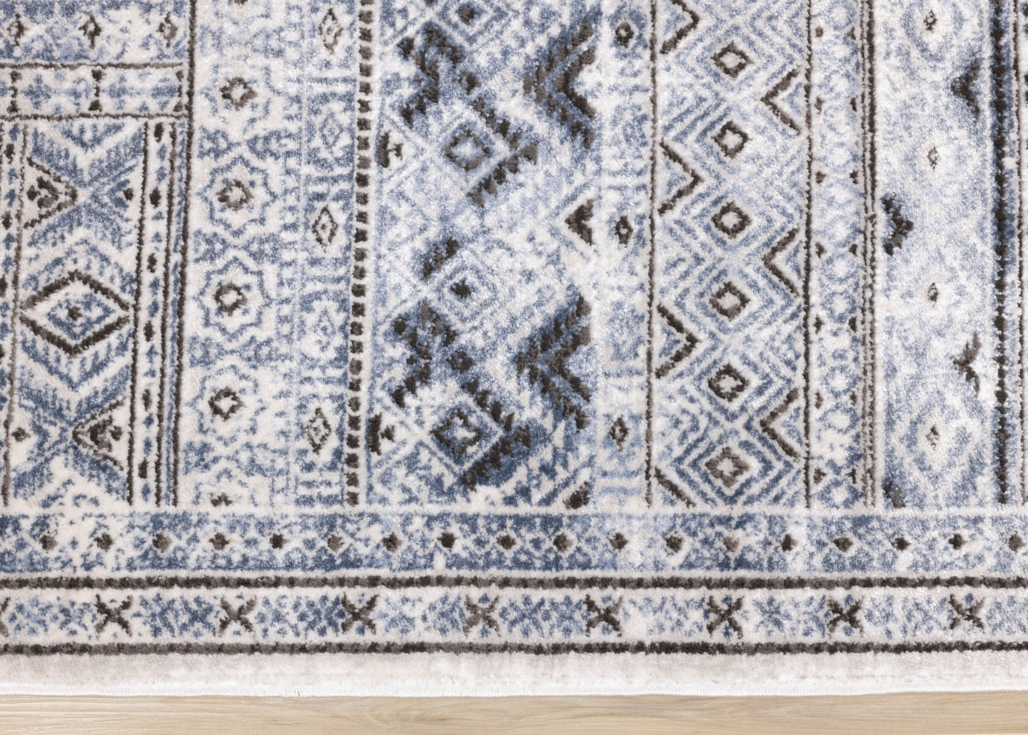 Darcy Blue Grey Cream Iridescent Tribal Rug - Furniture Depot