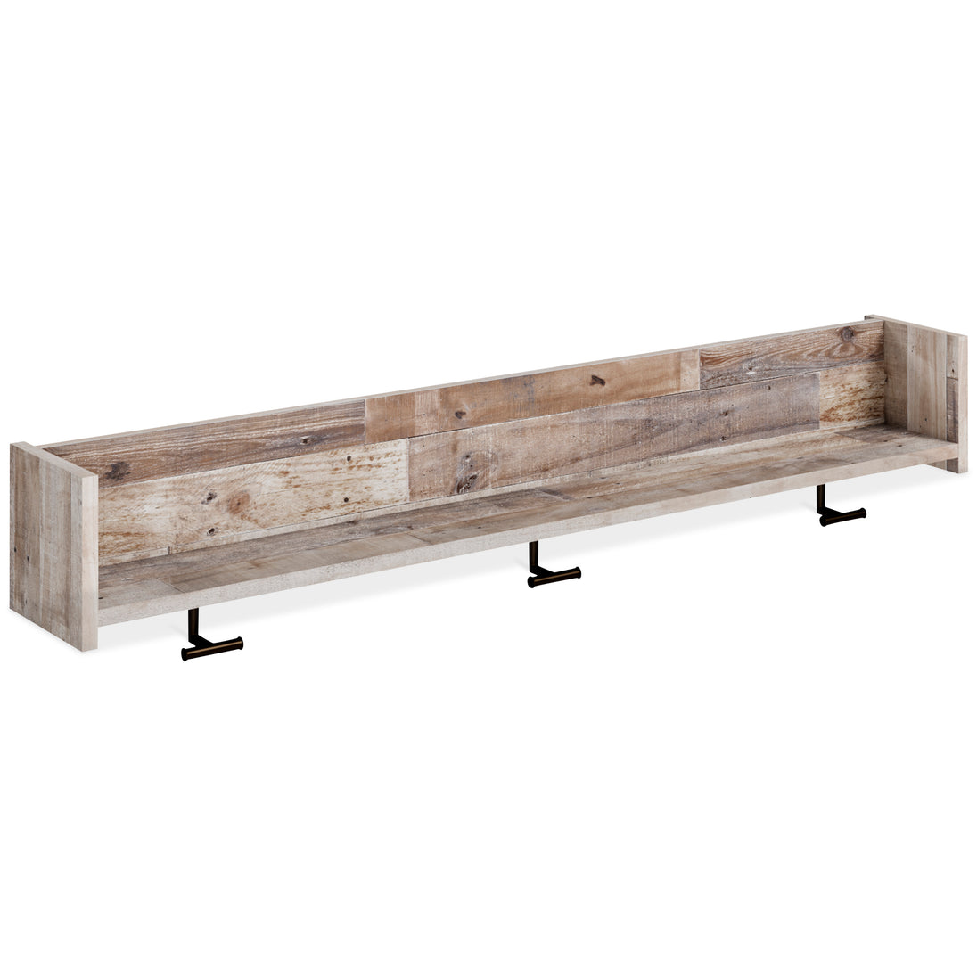 Neilsville Wall Mounted Coat Rack with Shelf - Whitewash - Furniture Depot